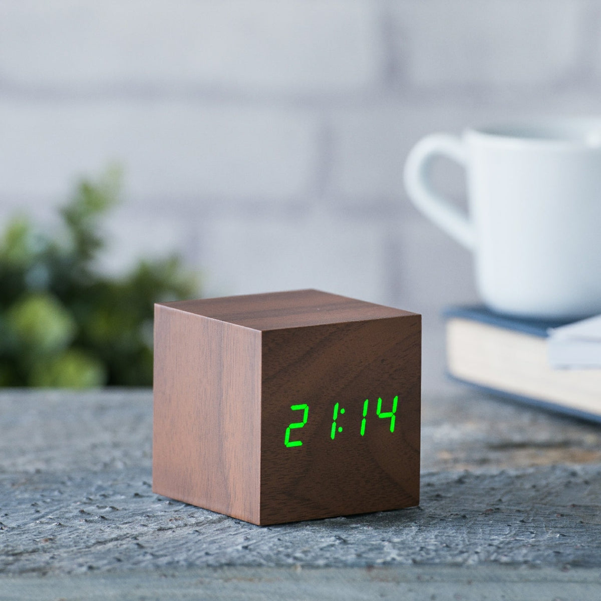 Wooden Cube Click Clock, Beech