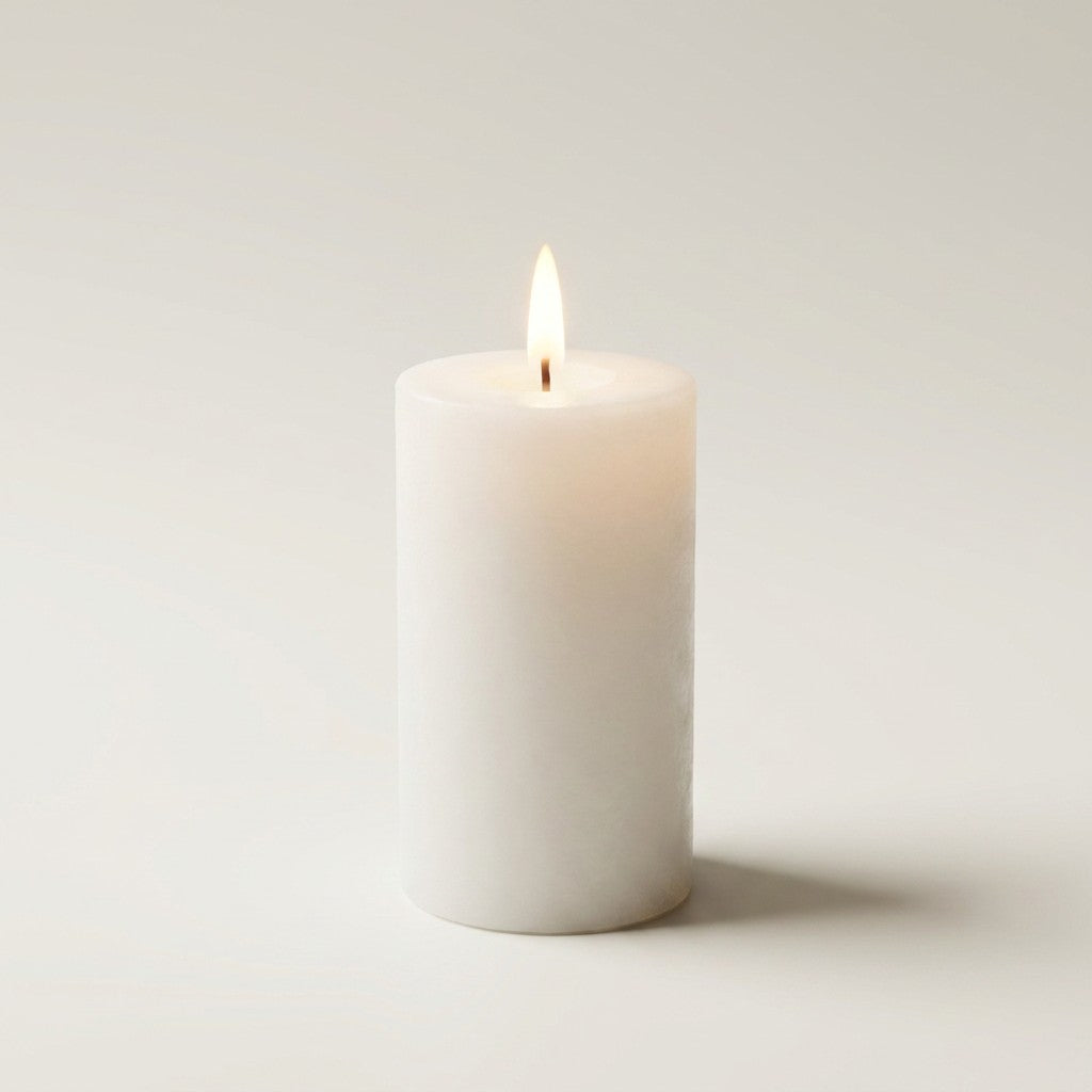 Wht Led Pillar Candle - White