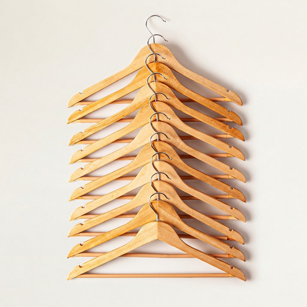 Solid Wooden Hanger, Pack of 10