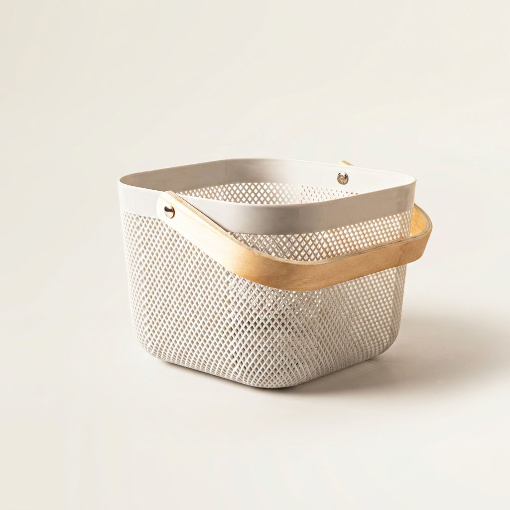 Plexus Mesh Storage Basket with Wooden Handle, Small
