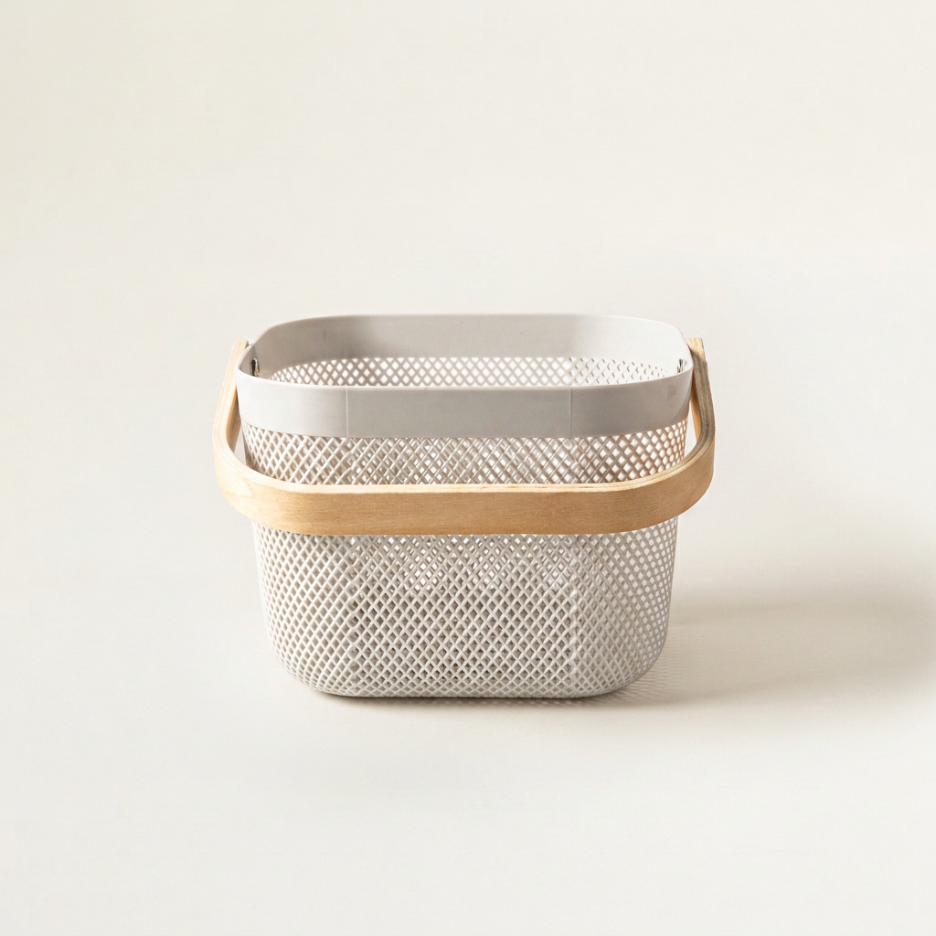 Plexus Mesh Storage Basket with Wooden Handle, Small