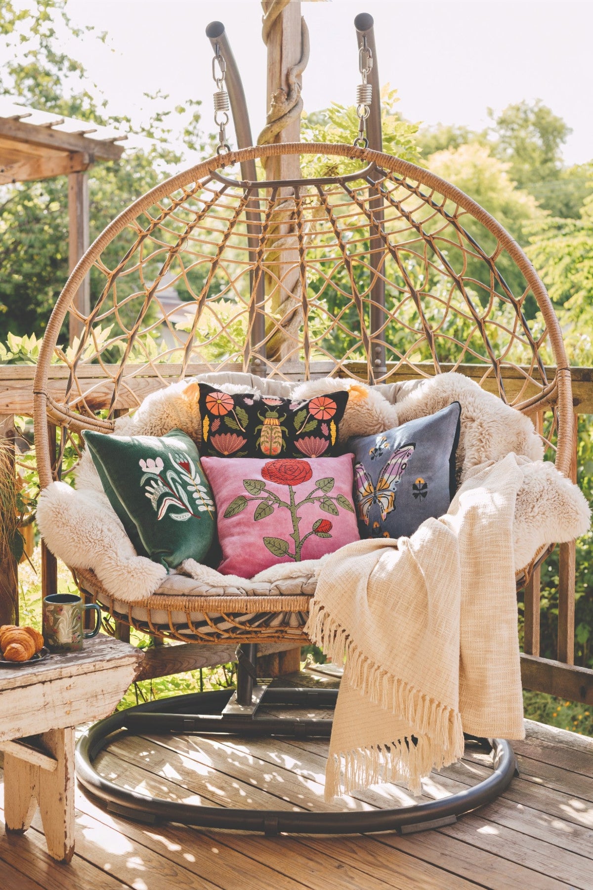Rose Briar Embroidered Pillow