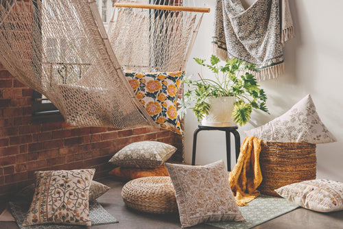 Block Print Goldenrise Pillow