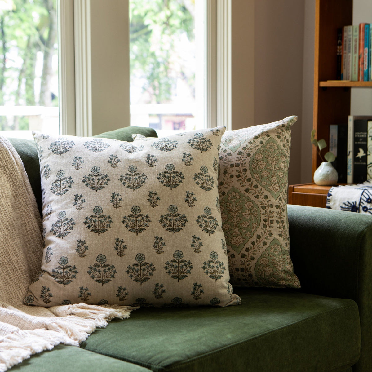 Block Print Salvia Pillow