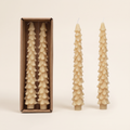 Unscented Tree Shaped Taper Candles, Eggnog, Set of 2
