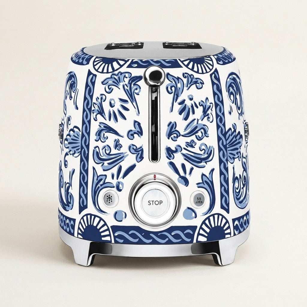 SMEG x Dolce Electric Toaster 2 Slice, Blu Mediterraneo