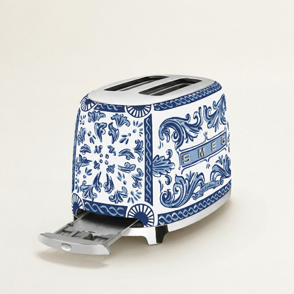 SMEG x Dolce Electric Toaster 2 Slice, Blu Mediterraneo