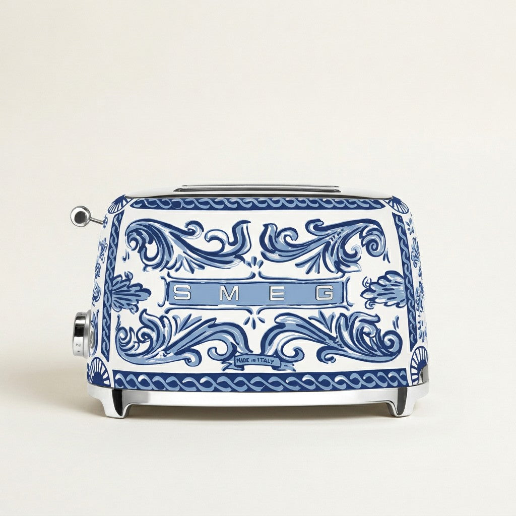 SMEG x Dolce Electric Toaster 2 Slice, Blu Mediterraneo