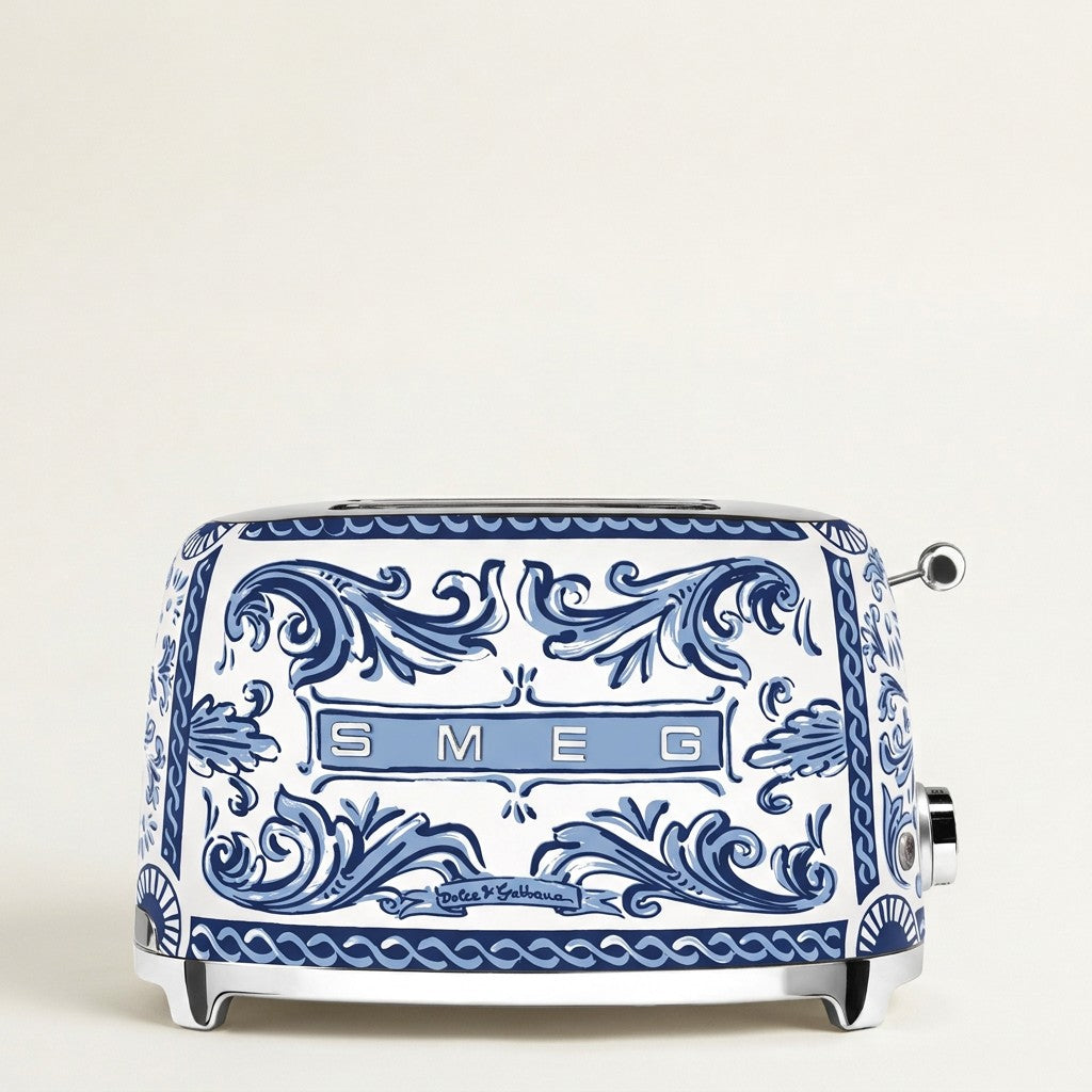 SMEG x Dolce Electric Toaster 2 Slice, Blu Mediterraneo