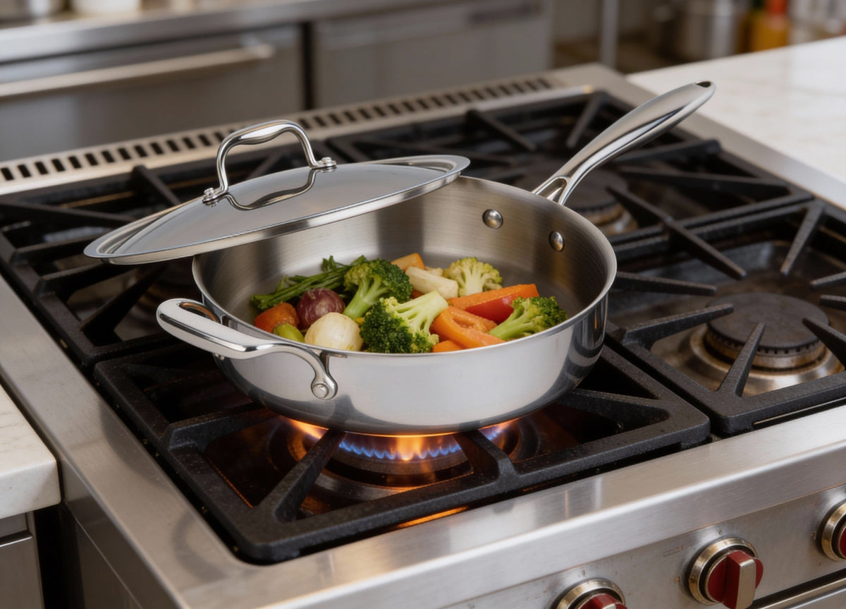 Meyer SuperSteel Clad Covered Sauté Pan, 4.2 L