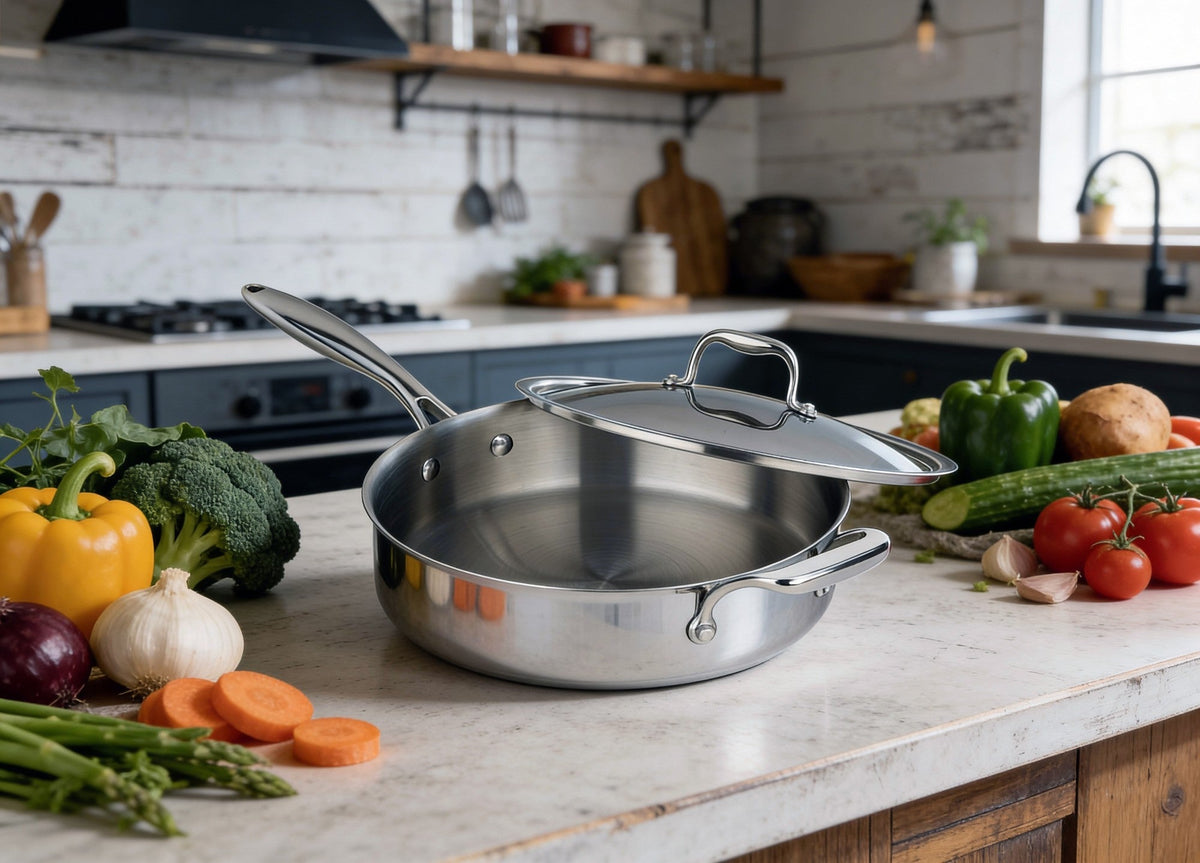 Meyer SuperSteel Clad Covered Sauté Pan, 4.2 L