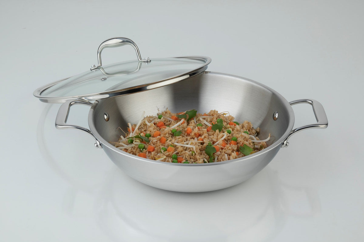Meyer SuperSteel Clad Covered Wok, 32 cm