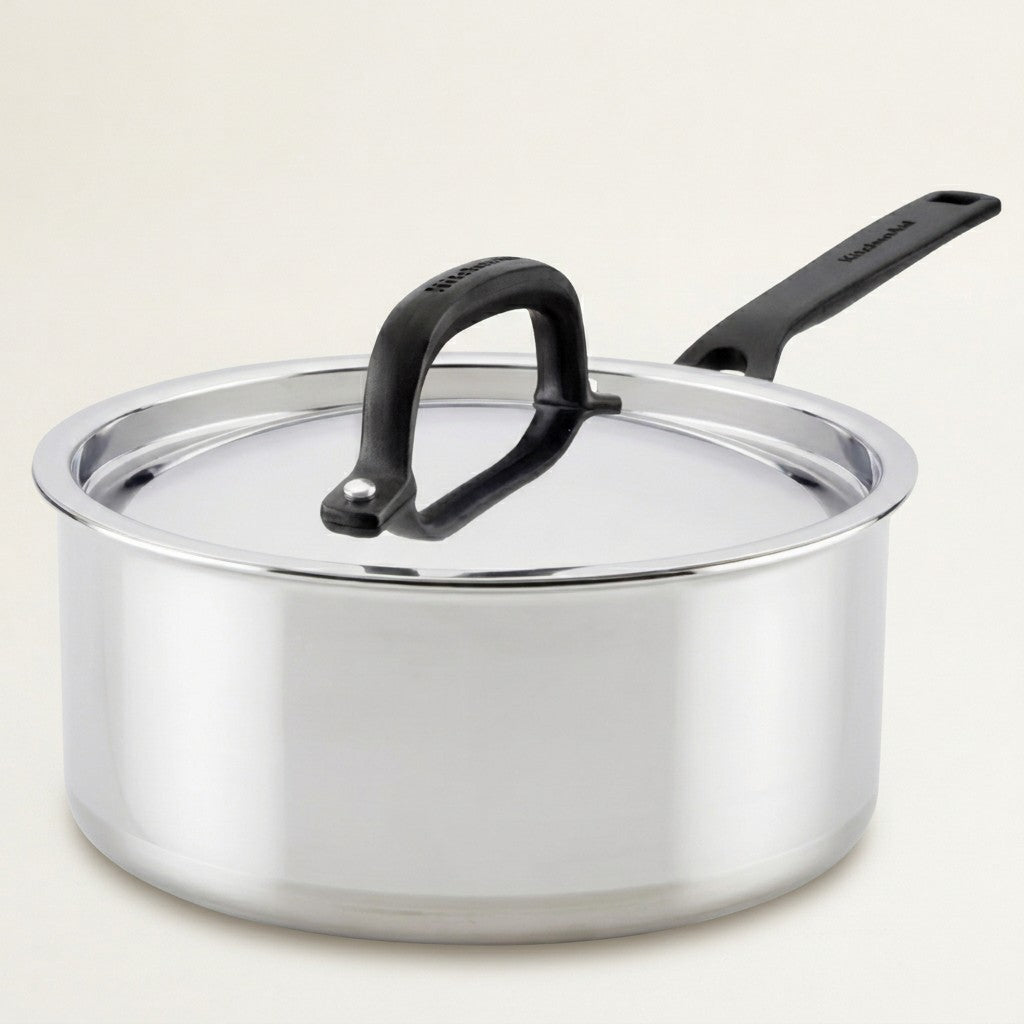 KitchenAid 5-Ply Clad Stainless Steel Covered Saucepan, 3 Qt