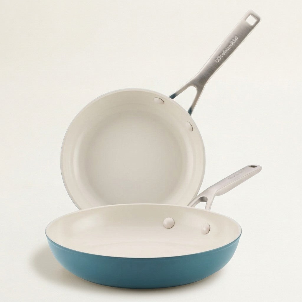 Poêles antiadhésives en céramique et aluminium anodisé dur KitchenAid, compatibles avec l’induction, paquet de 2