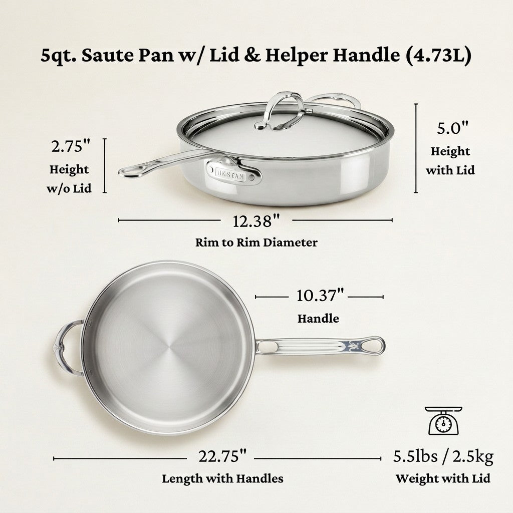 Hestan ProBond Luxe Covered Sauté Pan with Helper Handle, 5 Qt