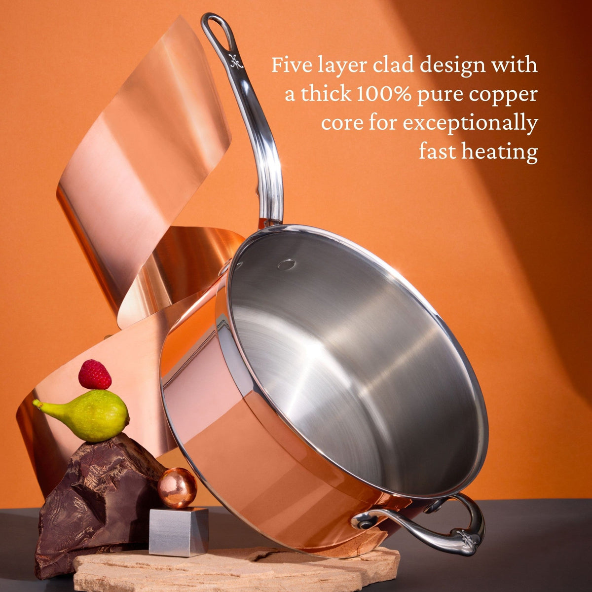 Hestan CopperBond Covered Saucepan with Helper Handle, 4 Qt