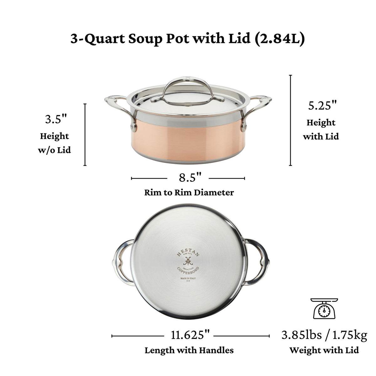 Hestan CopperBond Covered Soup Pot, 3 Qt