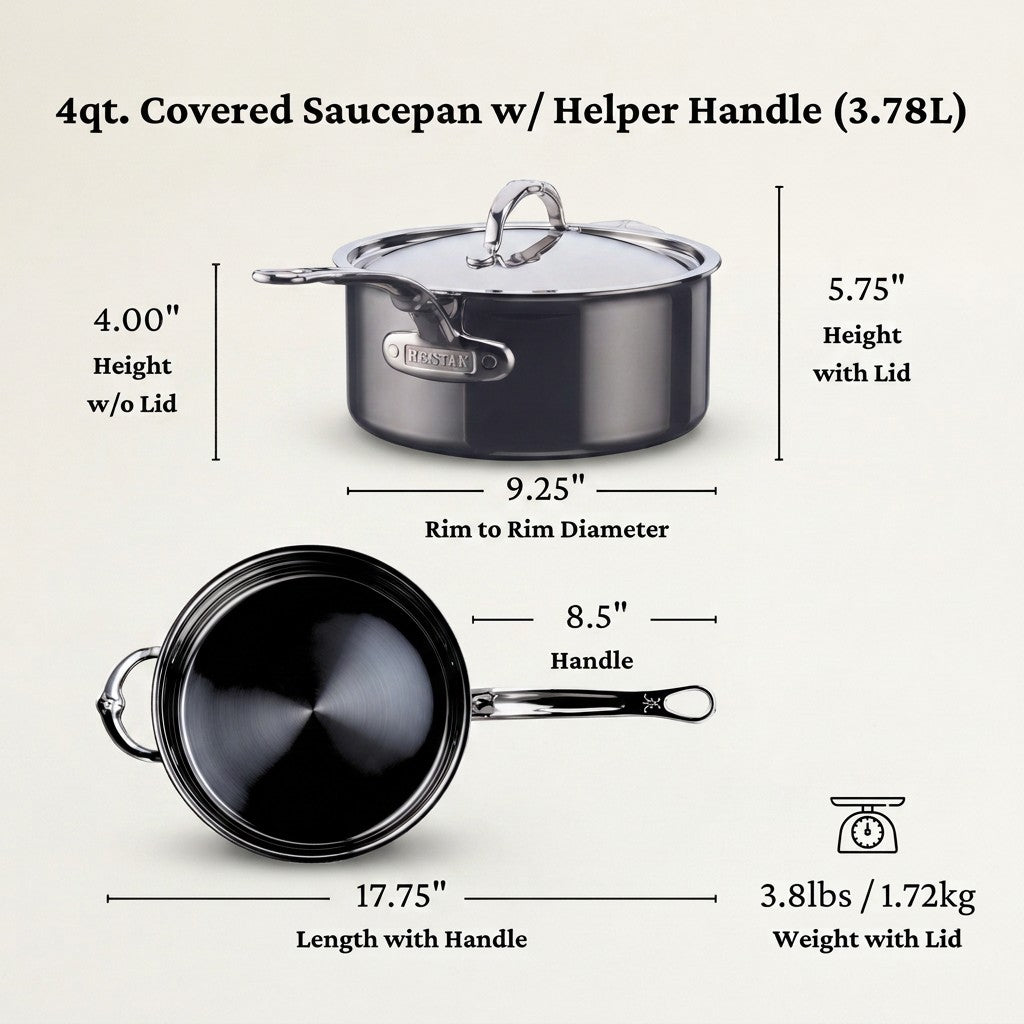 Hestan NanoBond Covered Saucepan with Helper Handle, 4 Qt