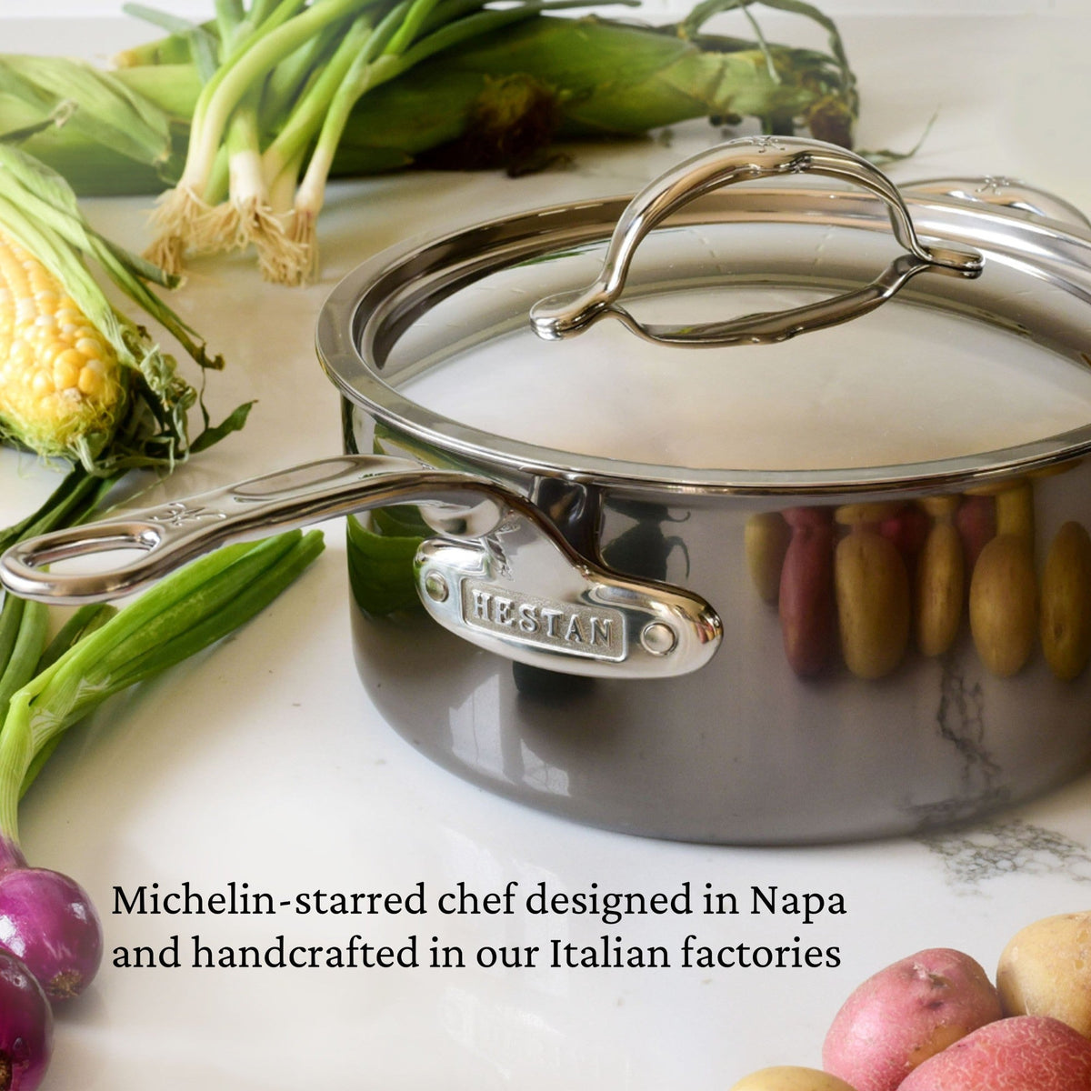 Hestan NanoBond Covered Saucepan with Helper Handle, 4 Qt