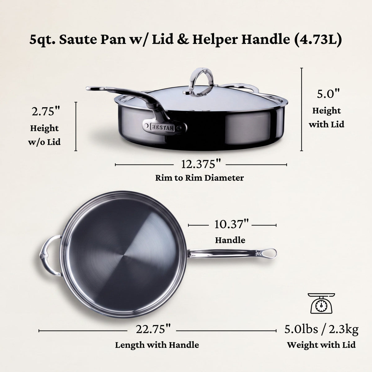 Hestan NanoBond Covered Sauté Pan with Helper Handle