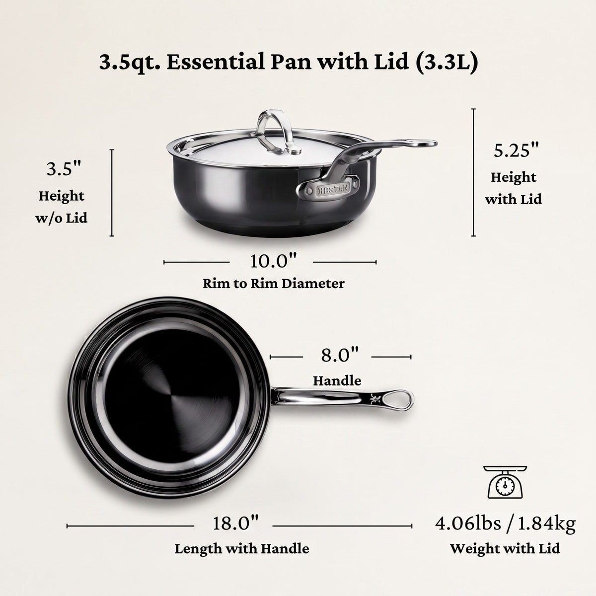 Hestan NanoBond Covered Essential Pan, 3.5 Qt