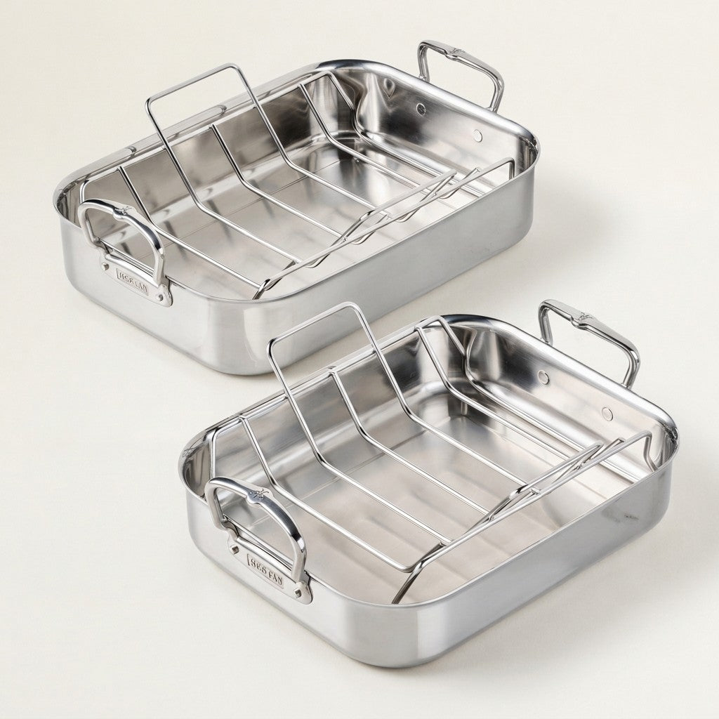 Hestan Provisions Polished Clad Roaster with Rack, 14.5"