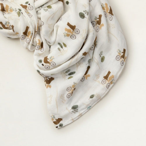 Bears on Bikes Muslin Swaddle