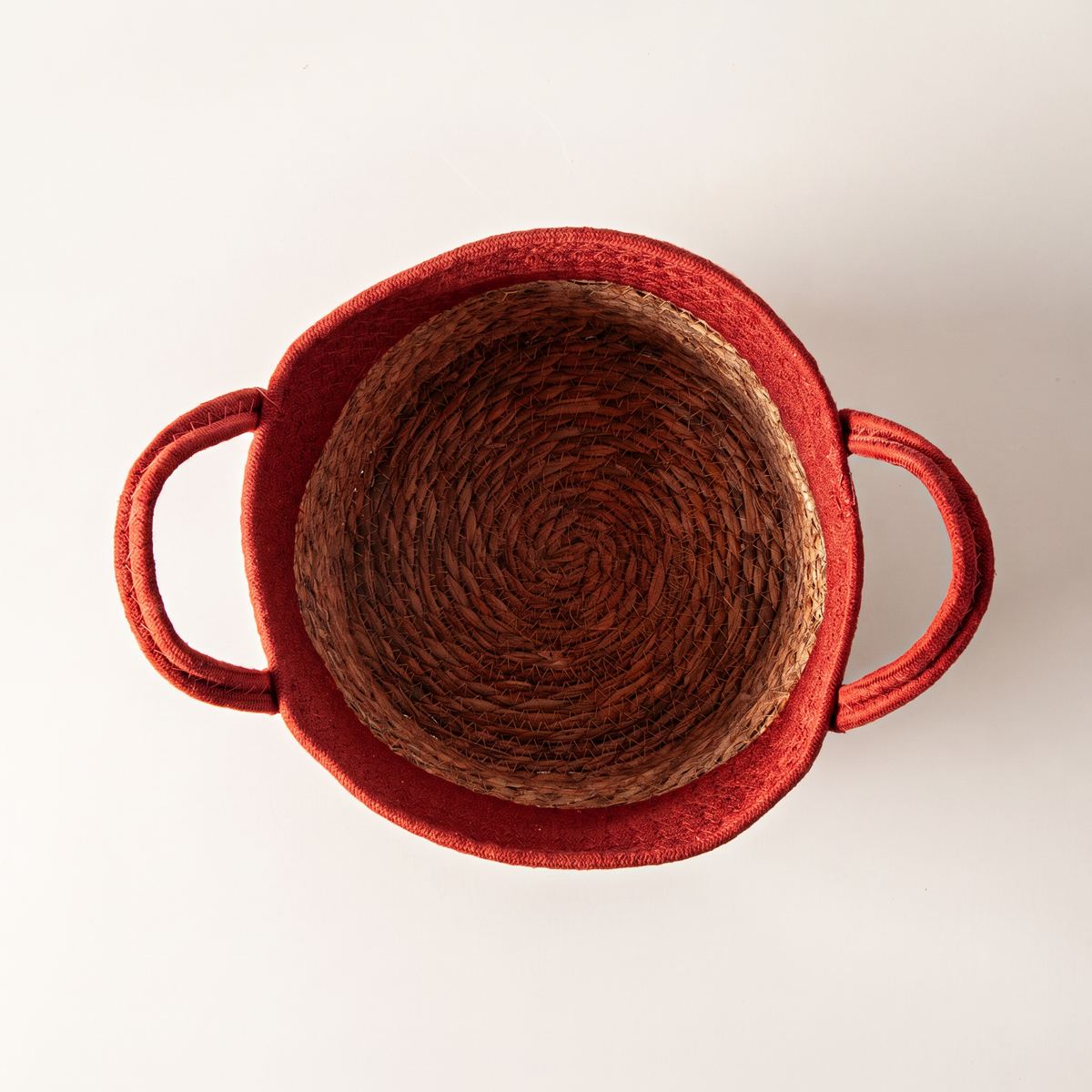 Small Woven Cotton Rope & Rush Basket