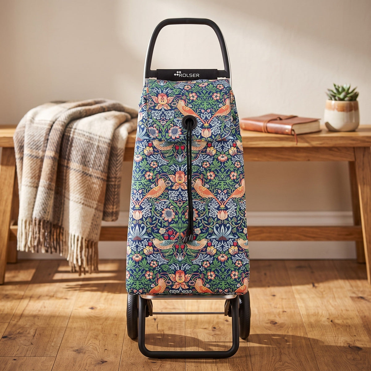 Imax Convert 2 Lightweight Aluminum Folding Shopping Trolley, William Morris 'Strawberry Thief'
