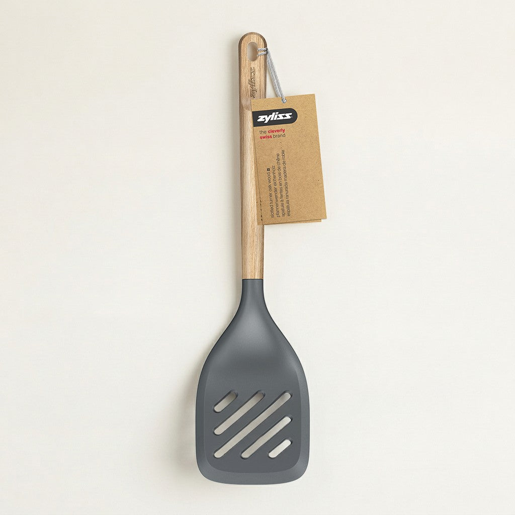 Slotted Turner with Oak Wood Handle