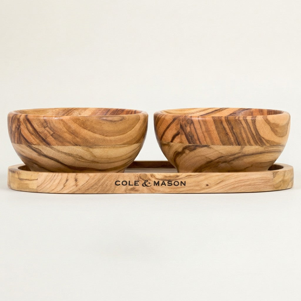 Portobello Olive Wood Salt & Pepper Pinch Pots