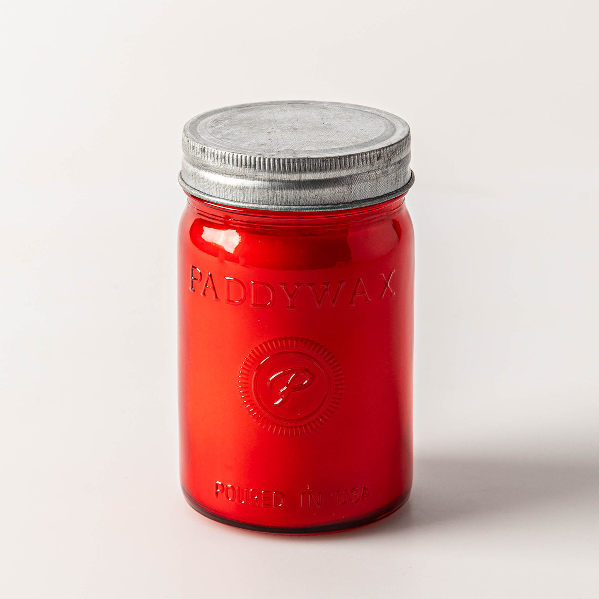 Relish Jar Candle, Red Glass – Pomegranate & Spruce, 9.5 oz