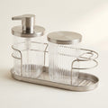 Soap Pump, Canister, Cage Toothbrush Holder (Set of 3)