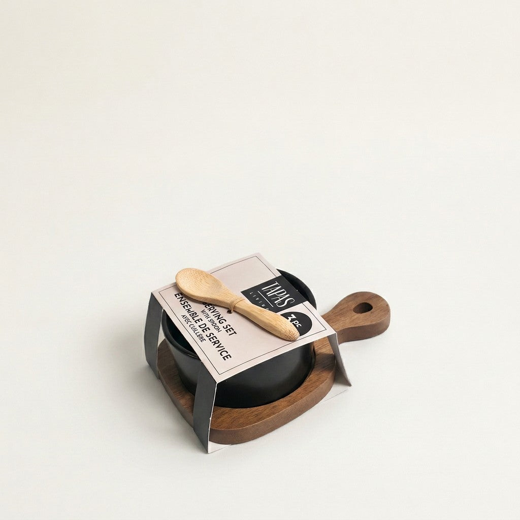 Acacia Stoneware Serving Set with Spoon