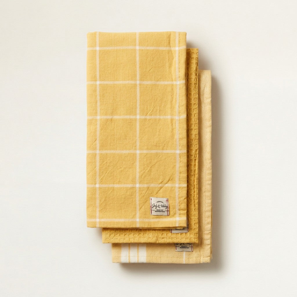 Stonewash Check Tea Towel Set of 3