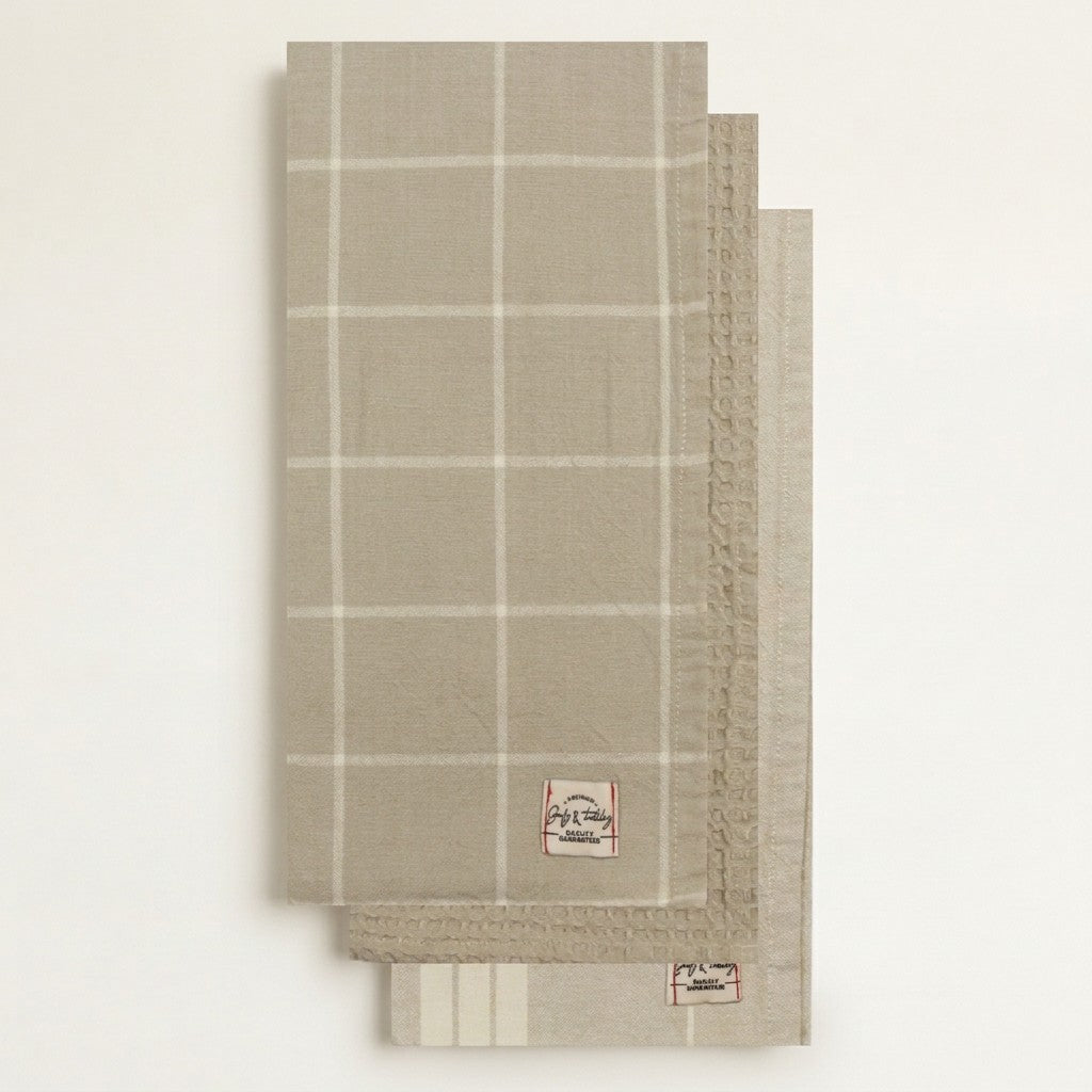 Stonewash Check Tea Towel Set of 3