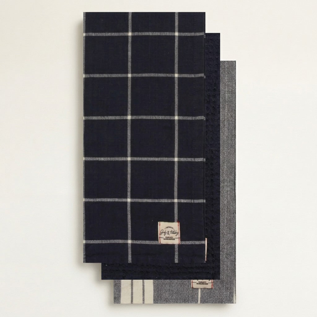 Stonewash Check Tea Towel Set of 3