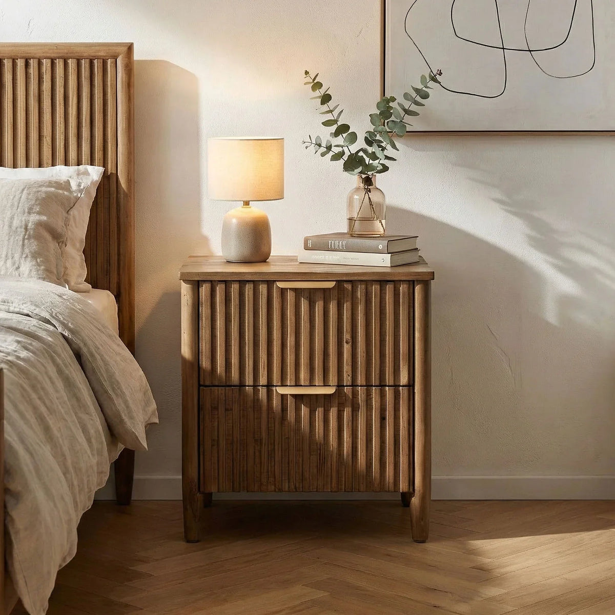 Britanica 2 Drawer Nightstand - Brown