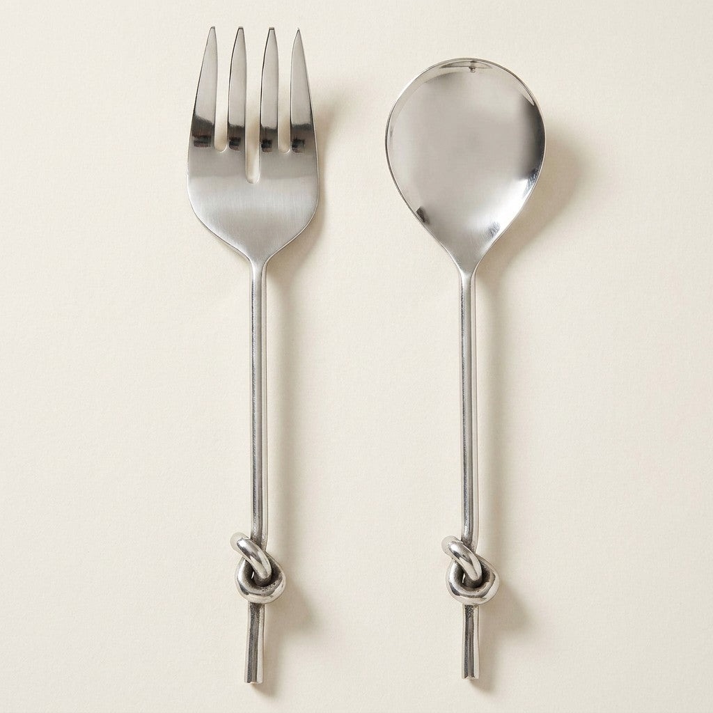 Knot Handle Salad Servers 10 5 L - StainlessSteel
