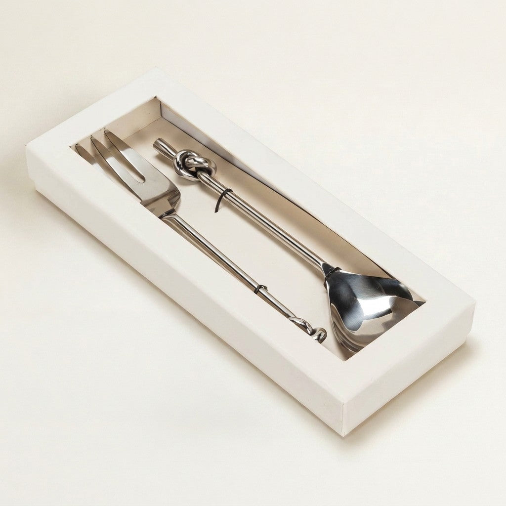 Knot Handle Salad Servers 10 5 L - StainlessSteel