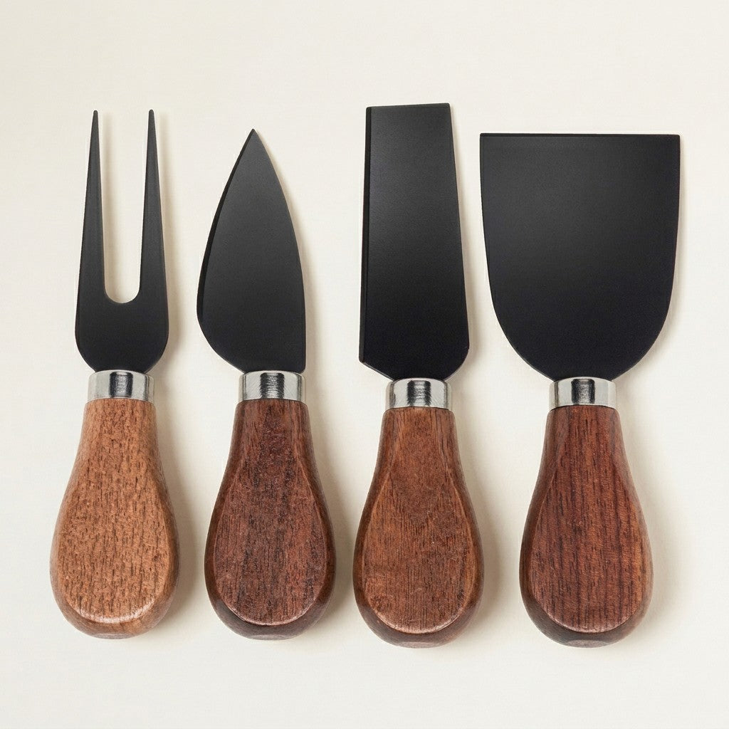Walnut Handle Cheese Knives, Set of 4