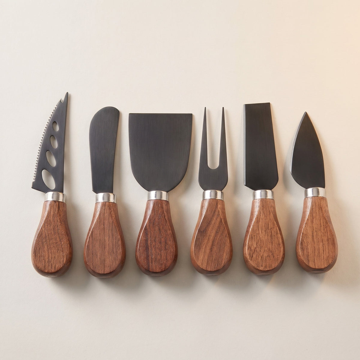Walnut Handled Cheese Knives, Set of 6