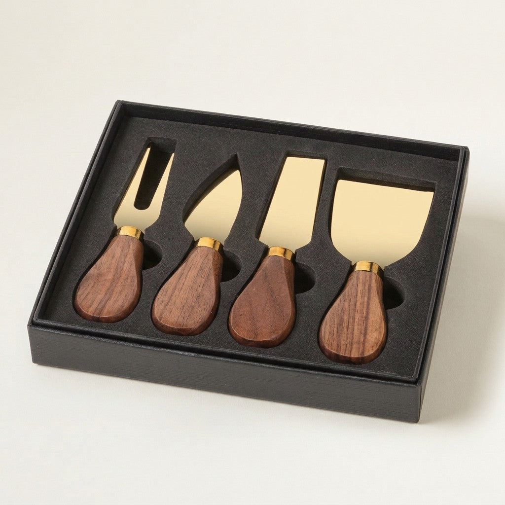 Walnut Handled Cheese Knives, Set of 4