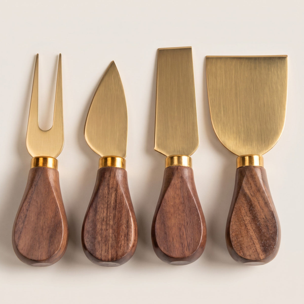 Walnut Handled Cheese Knives, Set of 4