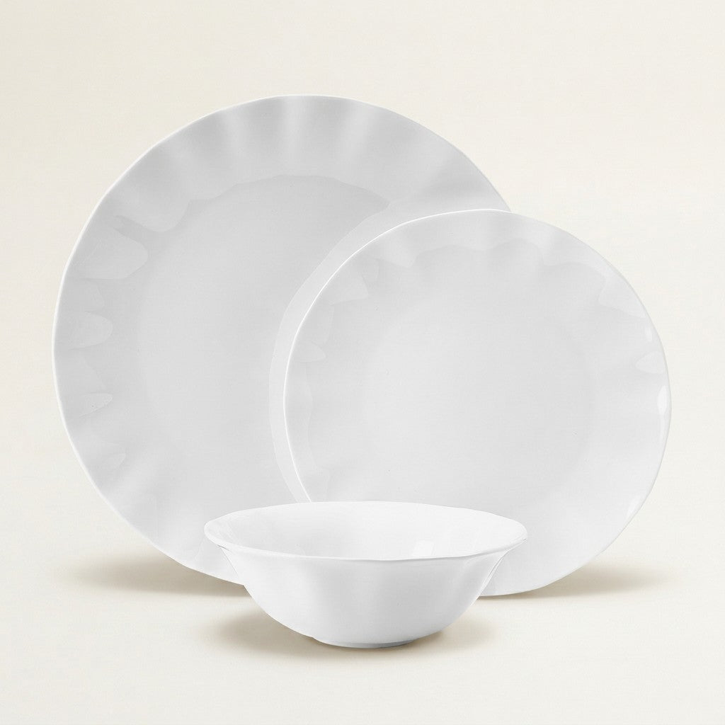 Elodie Scalloped Bone China, 12-Piece Dinnerware Set