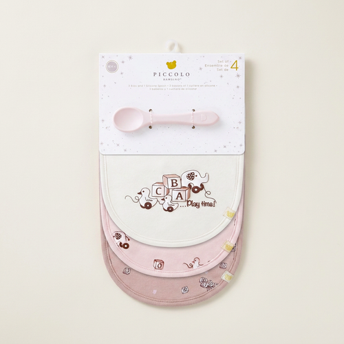 4 Pack bibs & Silicone Spoon