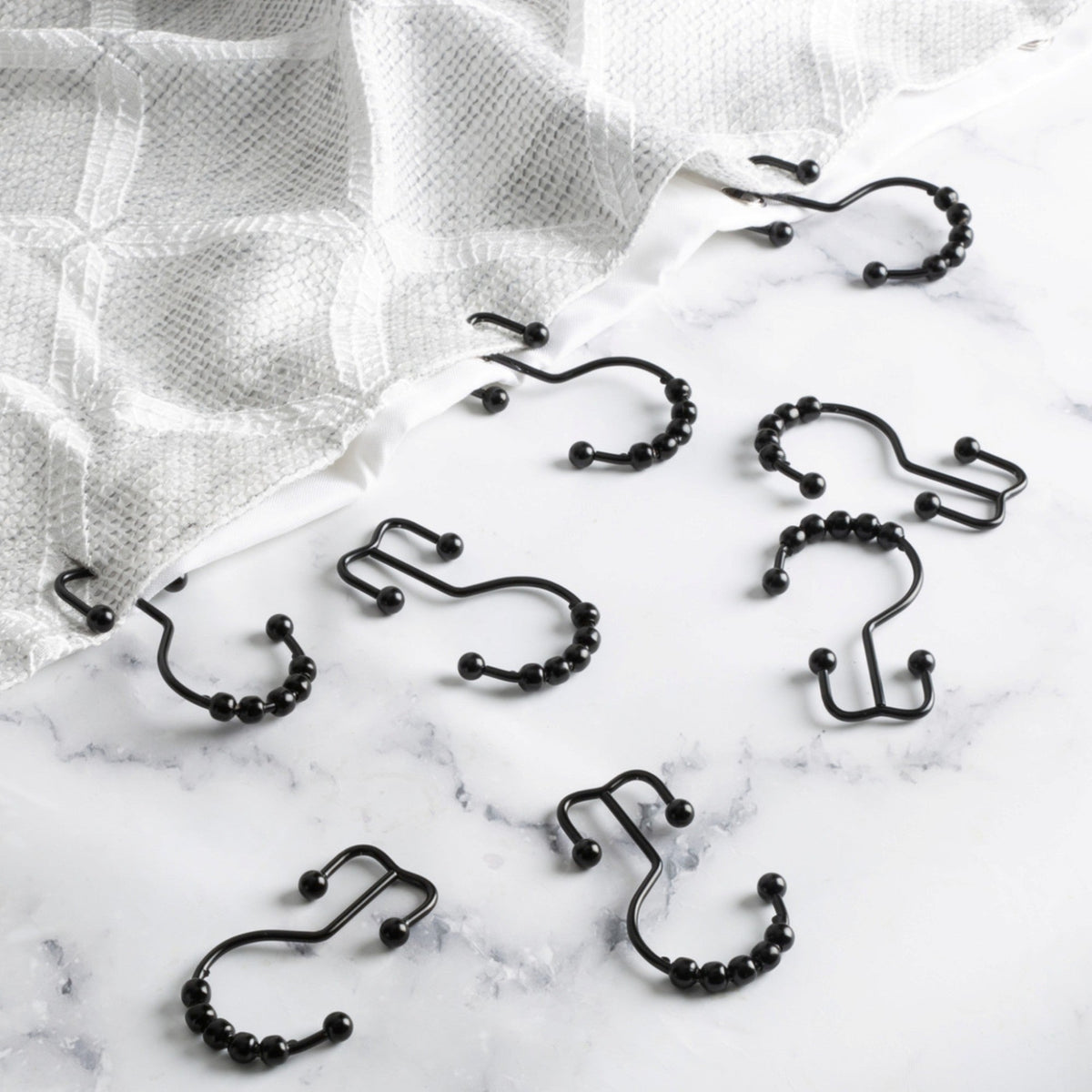Annex Double Shower Curtain Hooks, 12-Piece