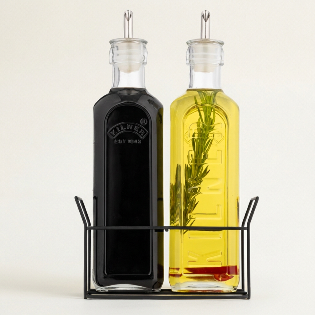 Kilner S/2 Oil Bottles & Rack, 600 mL