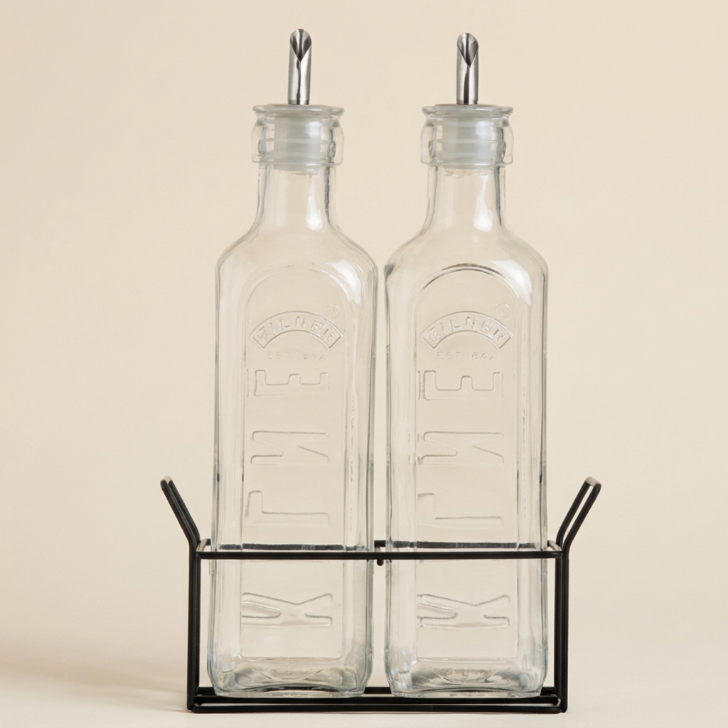 Kilner S/2 Oil Bottles & Rack, 600 mL