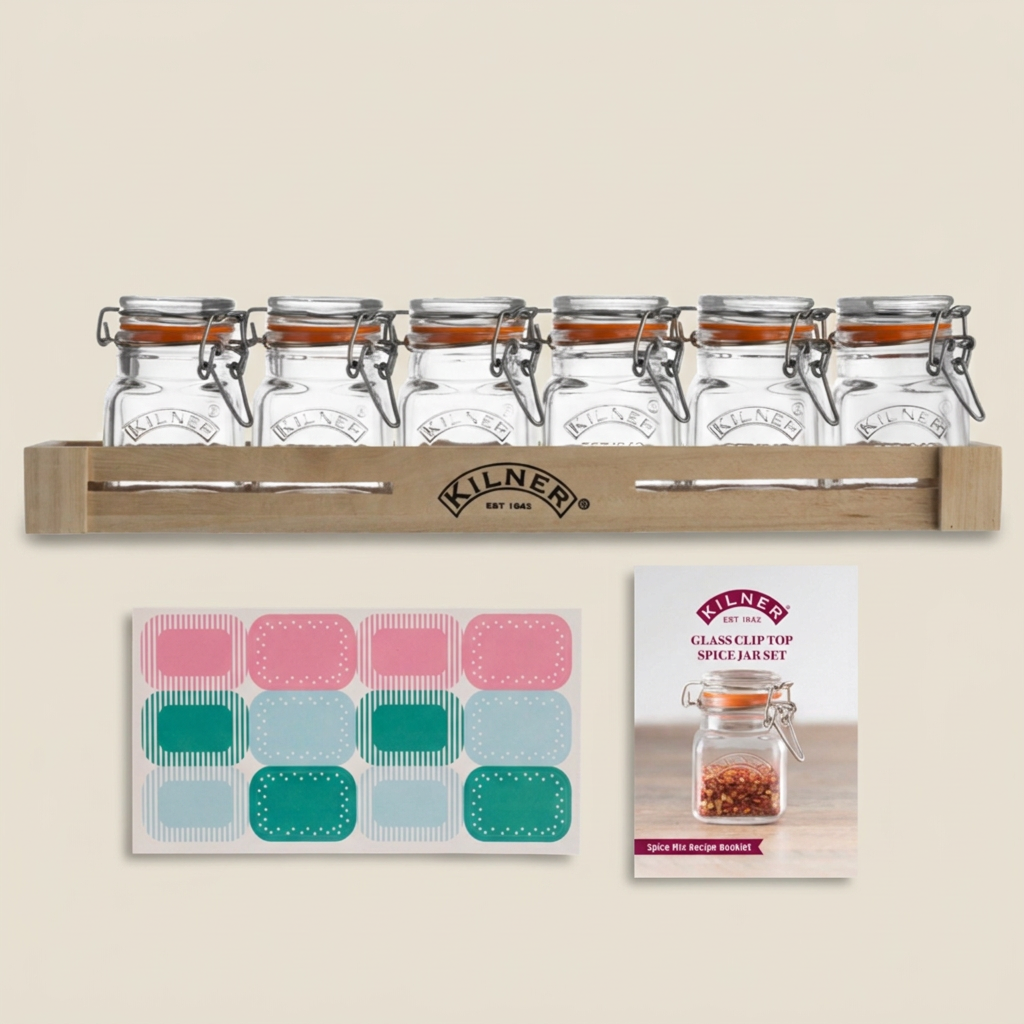 Ensemble de 6 pots à épices avec support Kilner